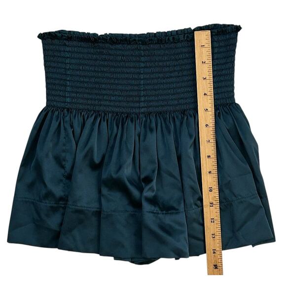 Natural Life Daisy Smocked Waist Teal Green Satin Shorts Women's XS/S - Picture 2 of 7